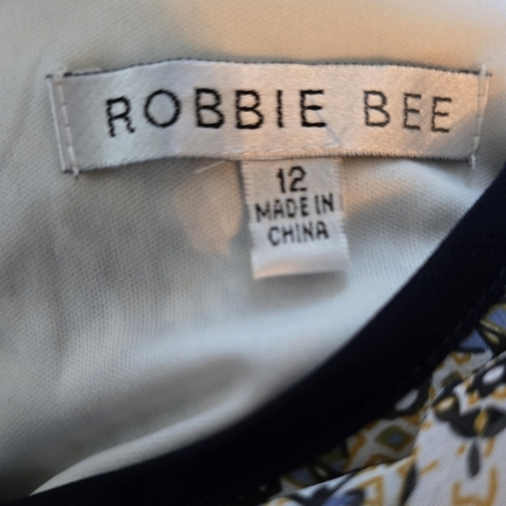 Robbie Bee Dress Yellow Sleeveless Fit Flare Floral Boho Geometric Ruffled Lined - Picture 9 of 9
